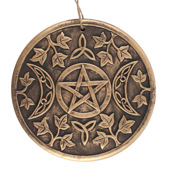 Bronze Terracotta Triple Moon Plaque