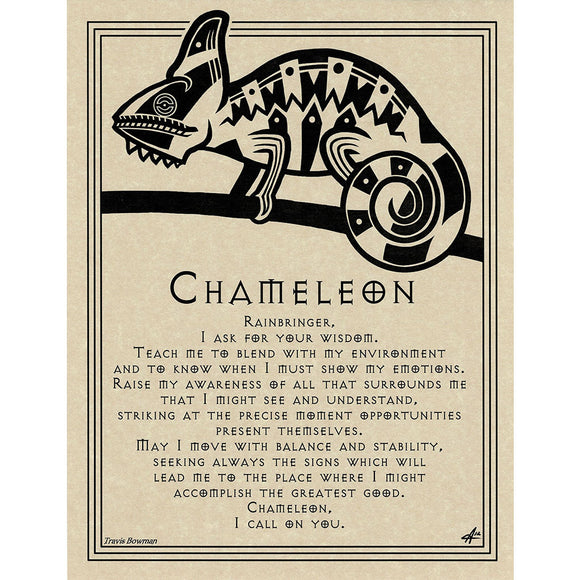 Chameleon Prayer Parchment Poster (8.5