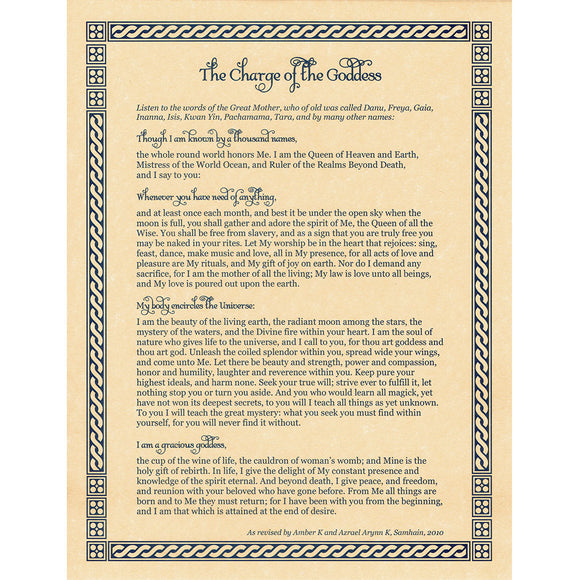 The Charge of the Goddess Parchment Poster (8.5