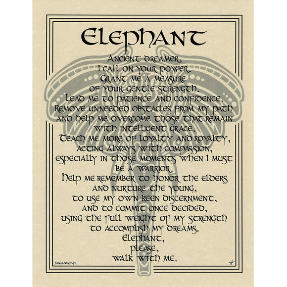 Elephant Prayer Parchment Poster (8.5