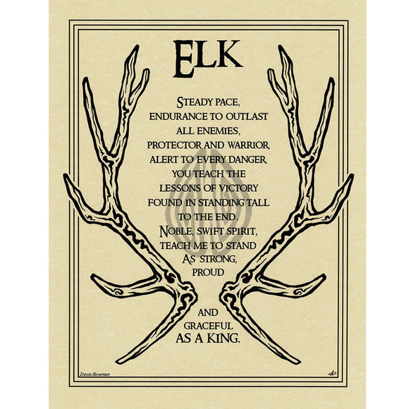 Elk Prayer Parchment Poster (8.5