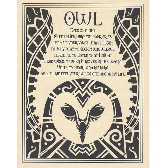Owl Prayer Parchment Poster (8.5