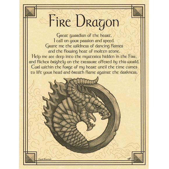 Fire Dragon Parchment Poster (8.5