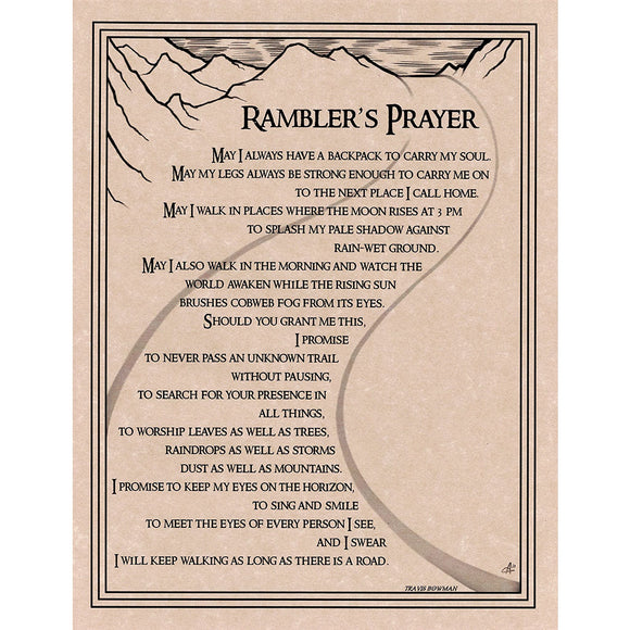 Rambler's Prayer Parchment Poster (8.5
