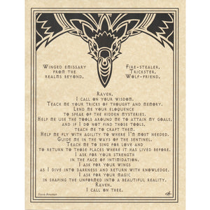 Raven Prayer Parchment Poster (8.5" x 11")