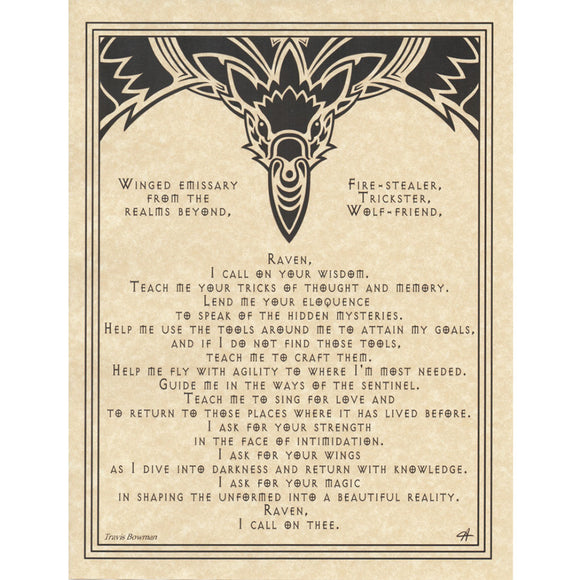 Raven Prayer Parchment Poster (8.5