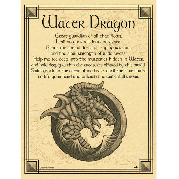 Water Dragon Parchment Poster (8.5