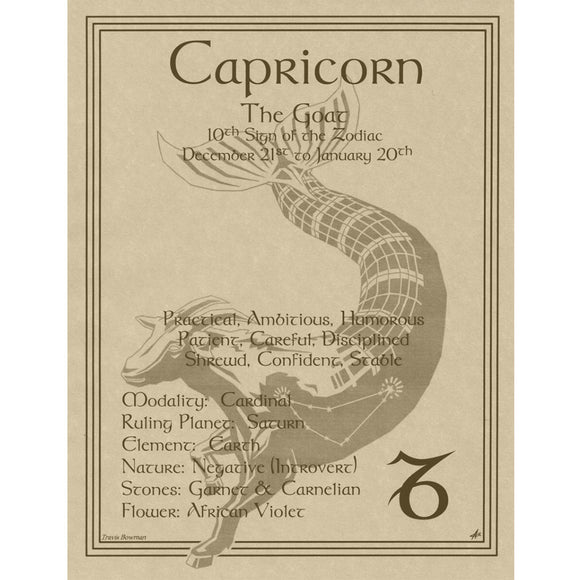 Capricorn Parchment Poster (8.5