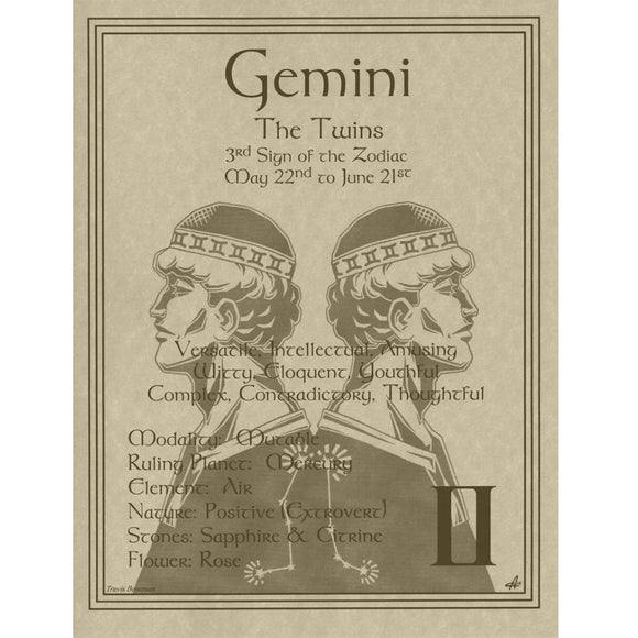Gemini Parchment Poster (8.5