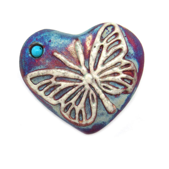 Raku Ceramic Heart (Butterfly)