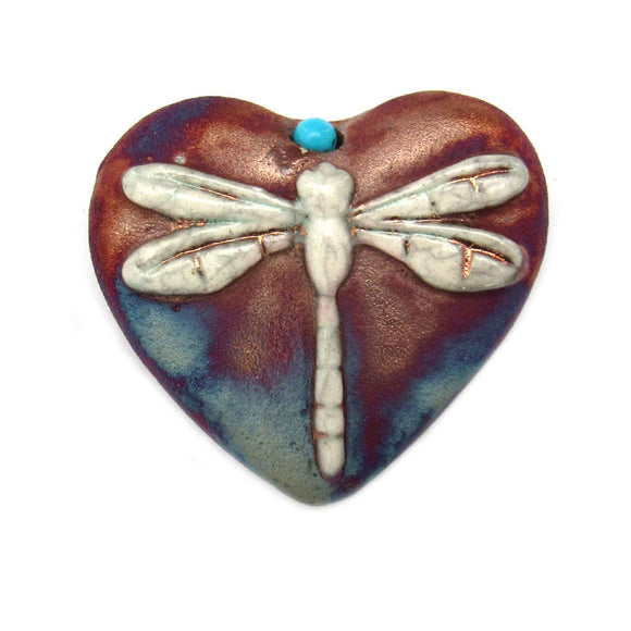 Raku Ceramic Heart (Dragonfly)