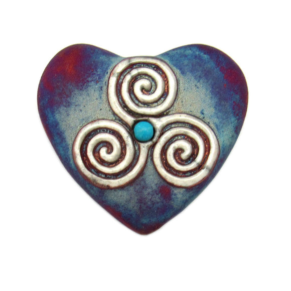 Raku Ceramic Heart (Triskele)