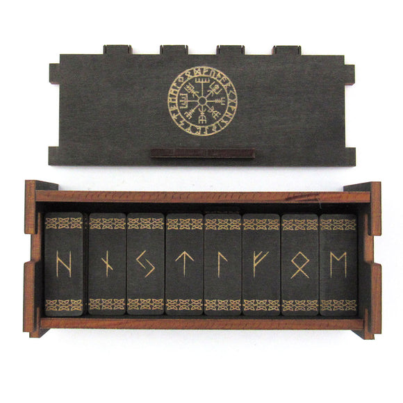 Elder Futhark Rune Staves in Wood Box