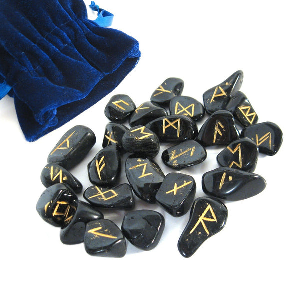 Black Tourmaline Rune Set
