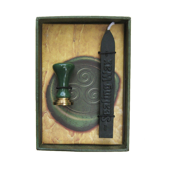 Celtic Sealing Wax Kit (Green with Triskele Stamp)