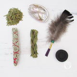Mini Smoke Cleansing Kit (with Sage, Sweetgrass, and Cedar)
