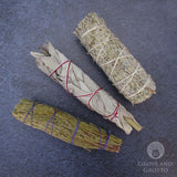 Classic Herb Bundle Trio (Cedar, White Sage, and Blue Sage)