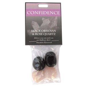 Confidence Gemstones (Black Obsidian and Rose Quartz) - Package of 4