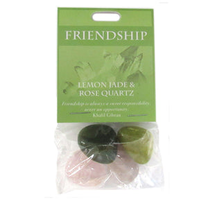 Friendship Gemstones (Lemon Jade and Rose Quartz) - Package of 4