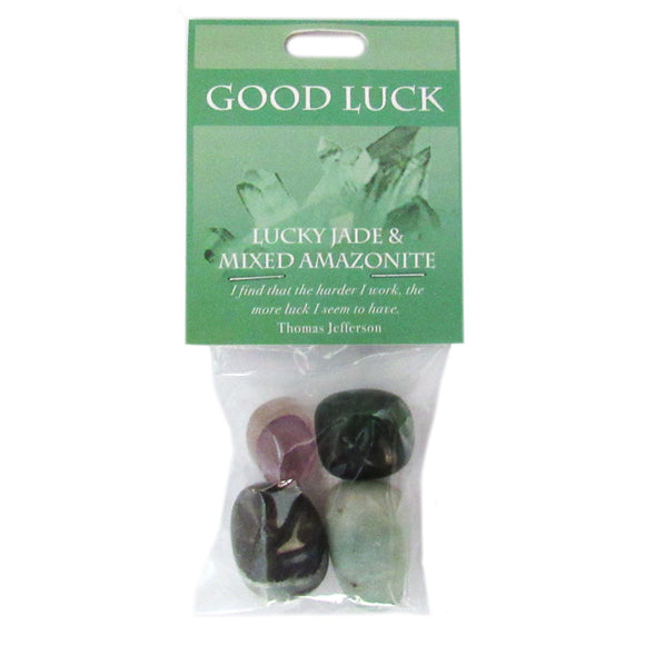 Good Luck Gemstones (Lucky Jade and Mixed Amazonite) - Package of 4