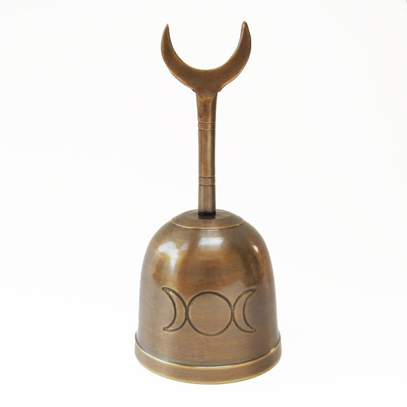 Triple Moon Brass Altar Bell (5 Inches)