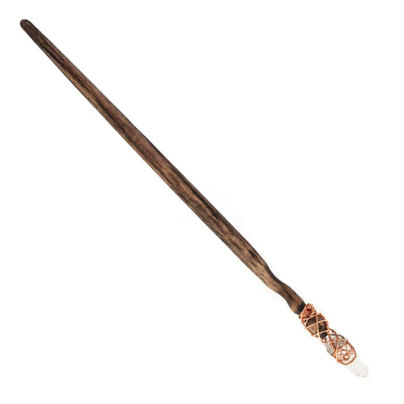 Clear Quartz and Red Oak Wand