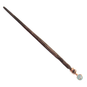 Oak Wand with Green Fluorite Sphere