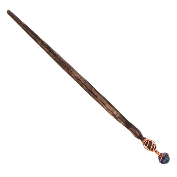 Oak Wand with Lapis Lazuli Sphere