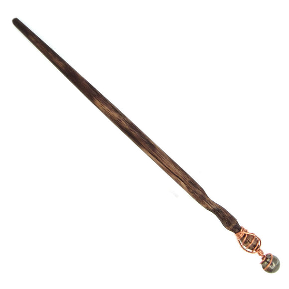 Oak Wand with Pyrite Sphere