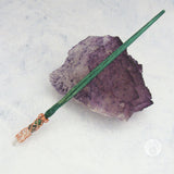 Moss Agate and Clear Quartz Crystal Wand